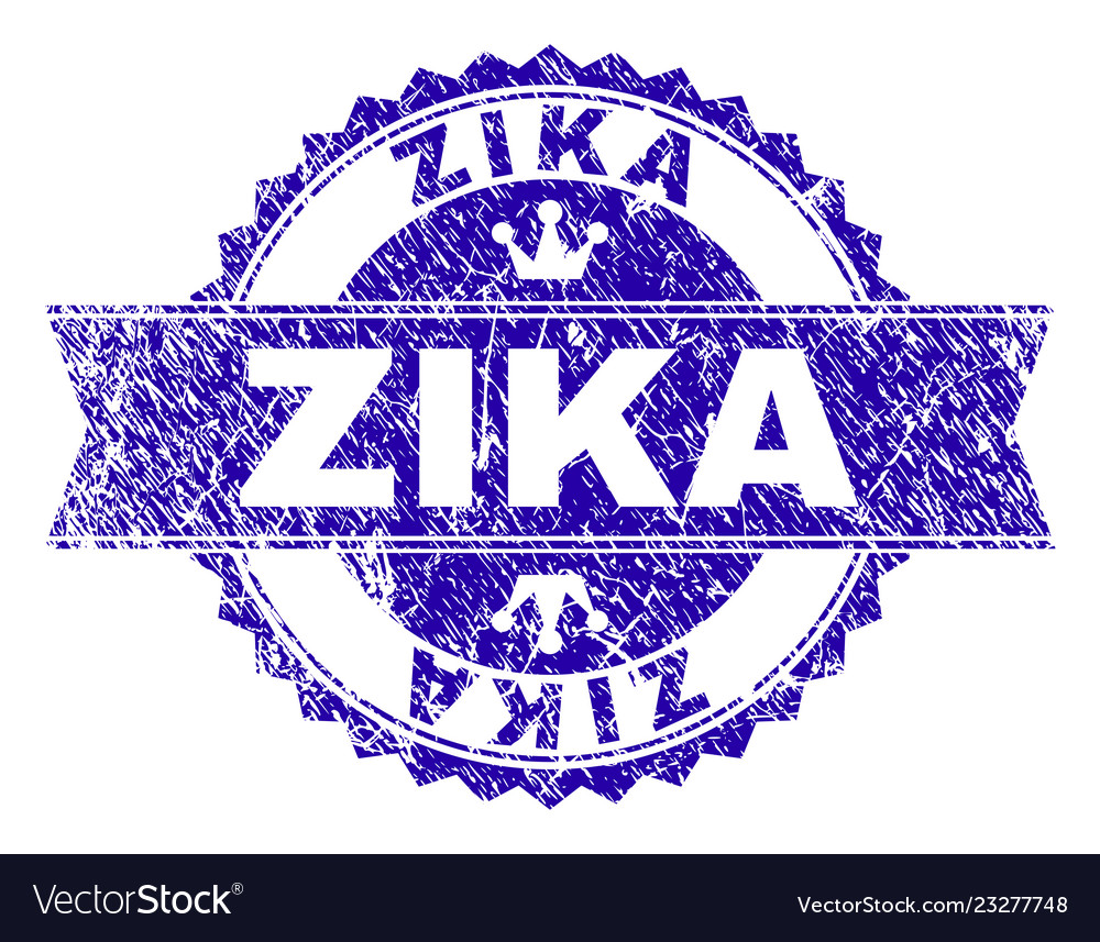 Scratched textured zika stamp seal with ribbon