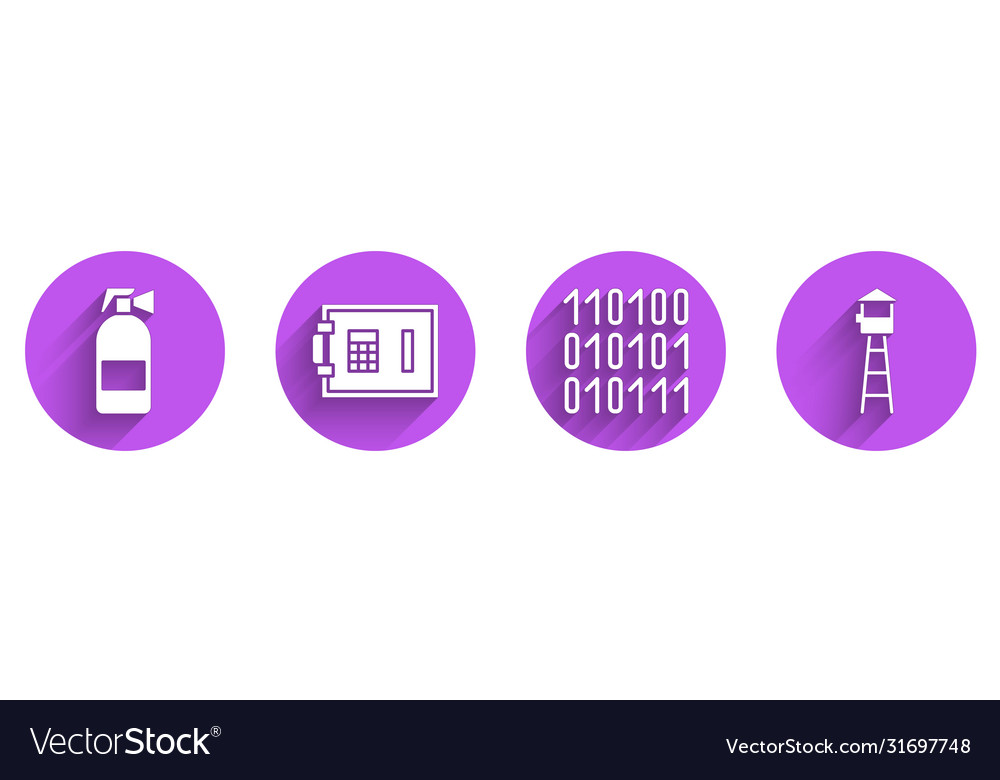 Set fire extinguisher safe binary code and watch vector image Set fire extinguisher safe binary code and watch