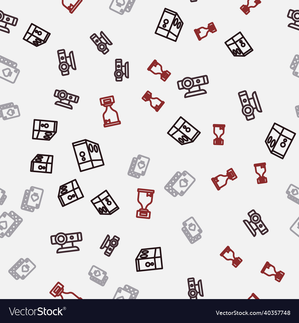 Set line case of computer web camera playing vector image Set line case of computer web camera playing
