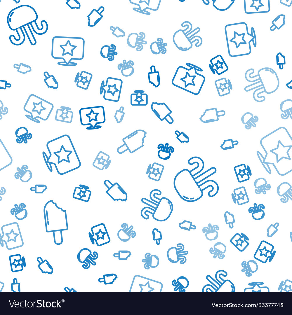 Set line ice cream jellyfish and map pointer vector image Set line ice cream jellyfish and map pointer