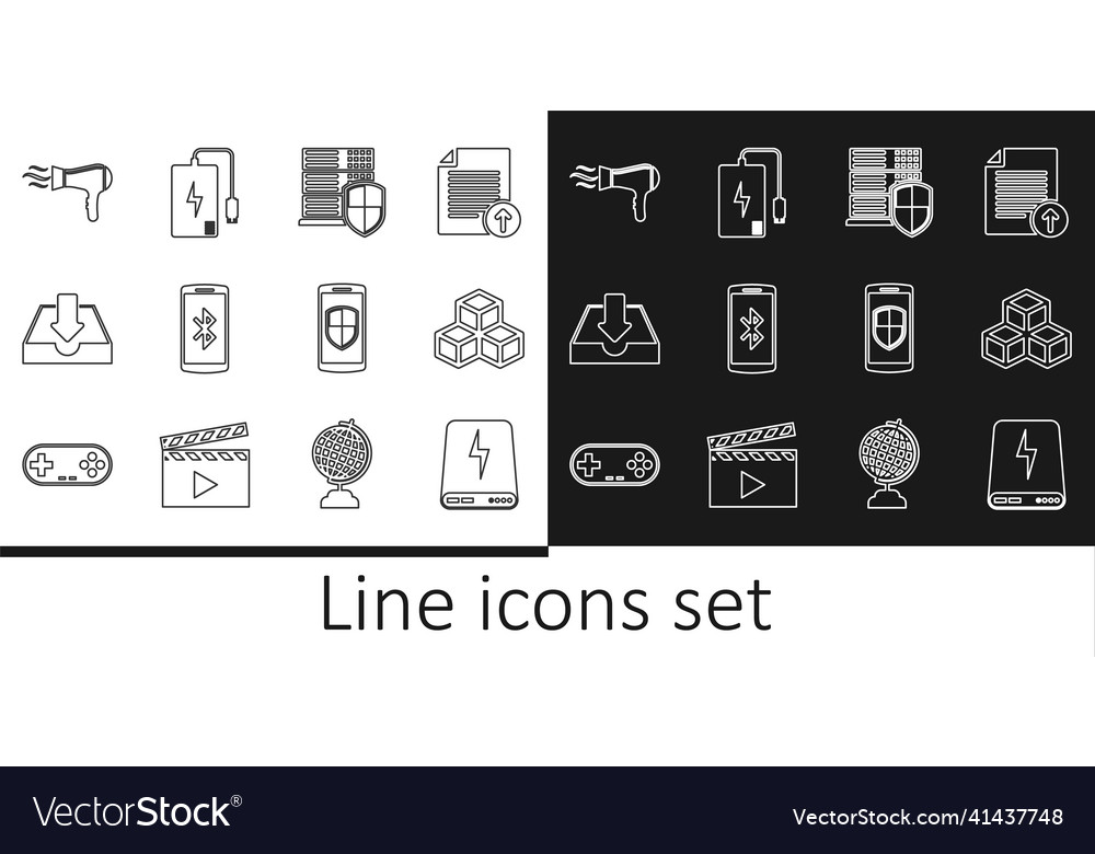 Set line power bank isometric cube server