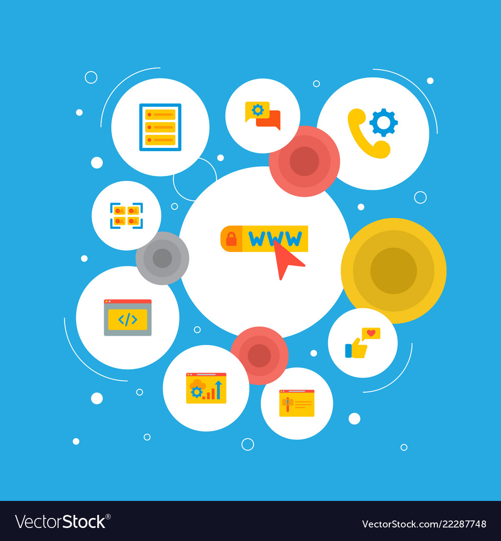 Set of website development icons flat style