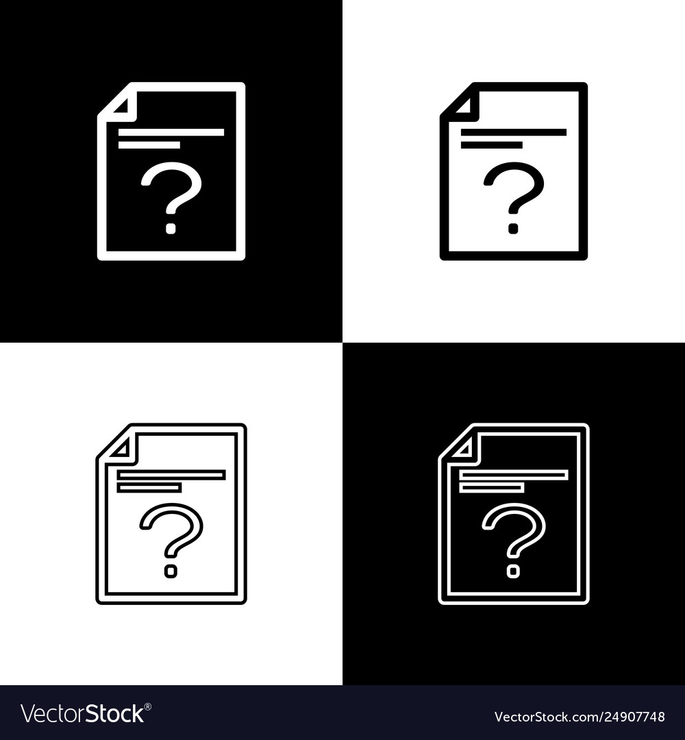 Set unknown document icons isolated on black