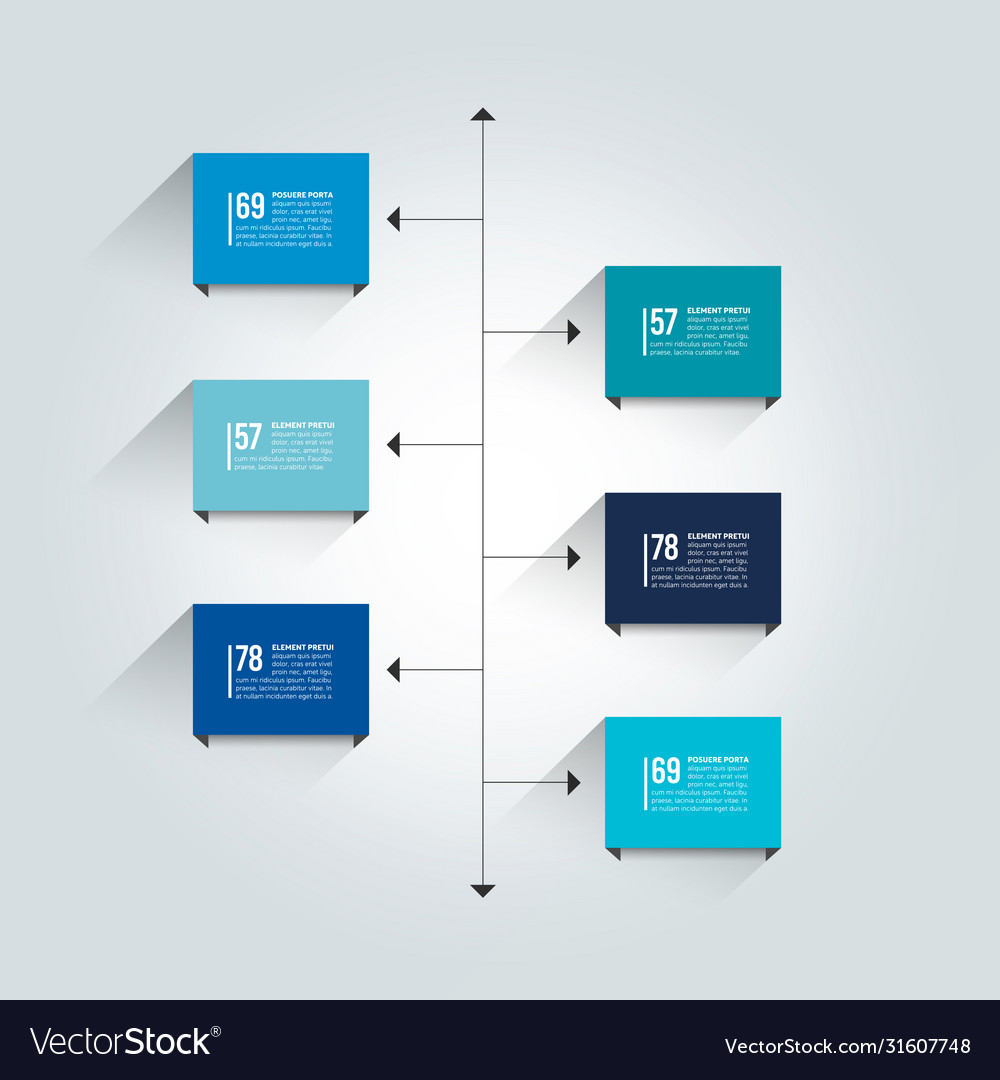 Timeline report template color shadow scheme vector image Timeline report template color shadow scheme