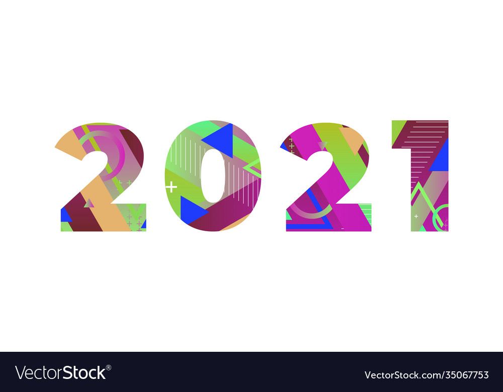 2021 concept retro colorful word art Royalty Free Vector
