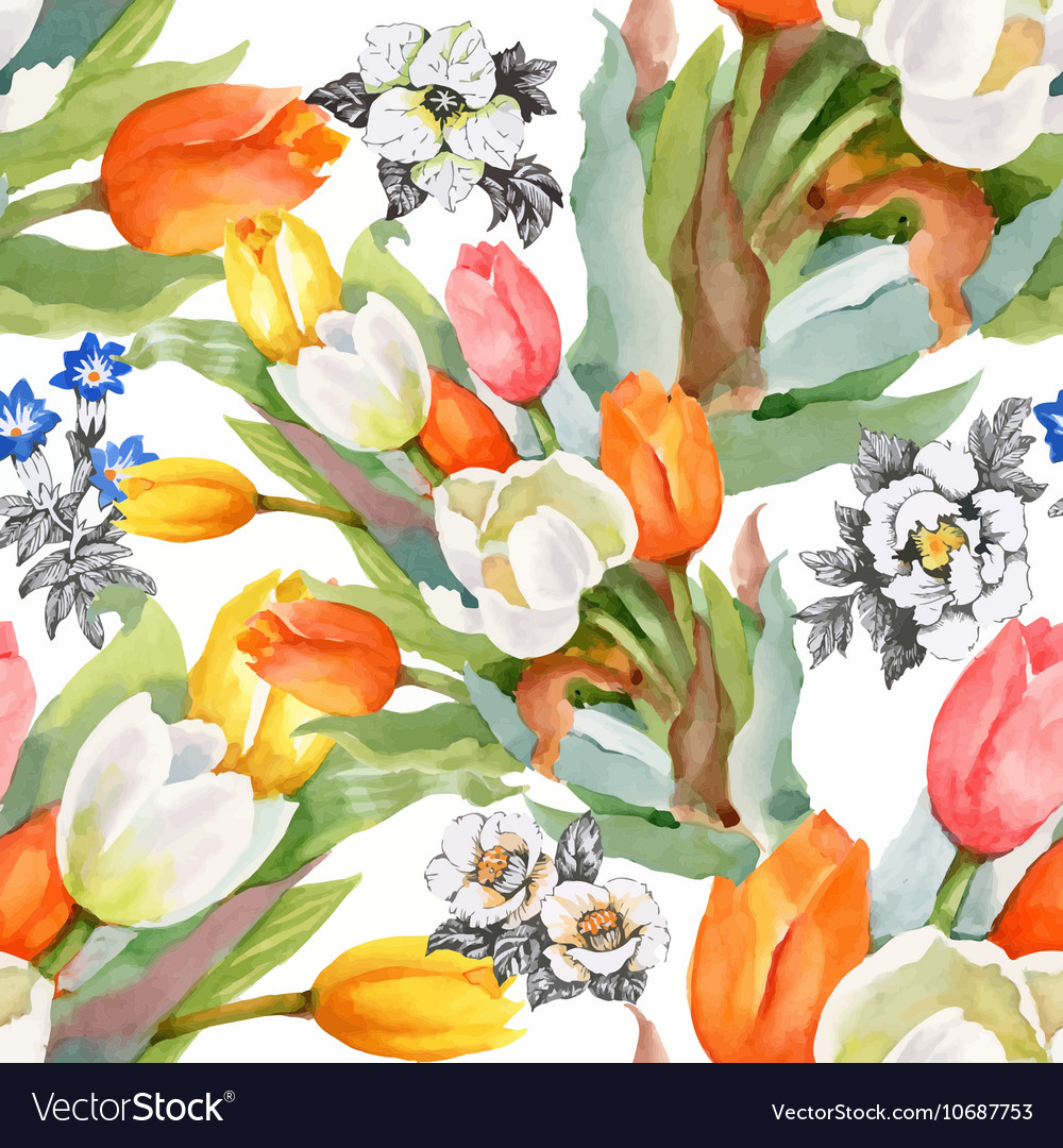 Beautiful watercolor summer garden blooming