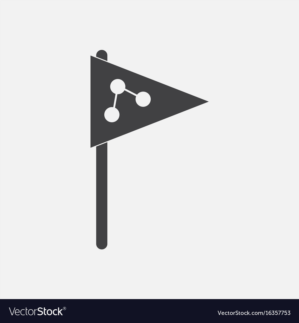 Black icon on white background molecules and flag