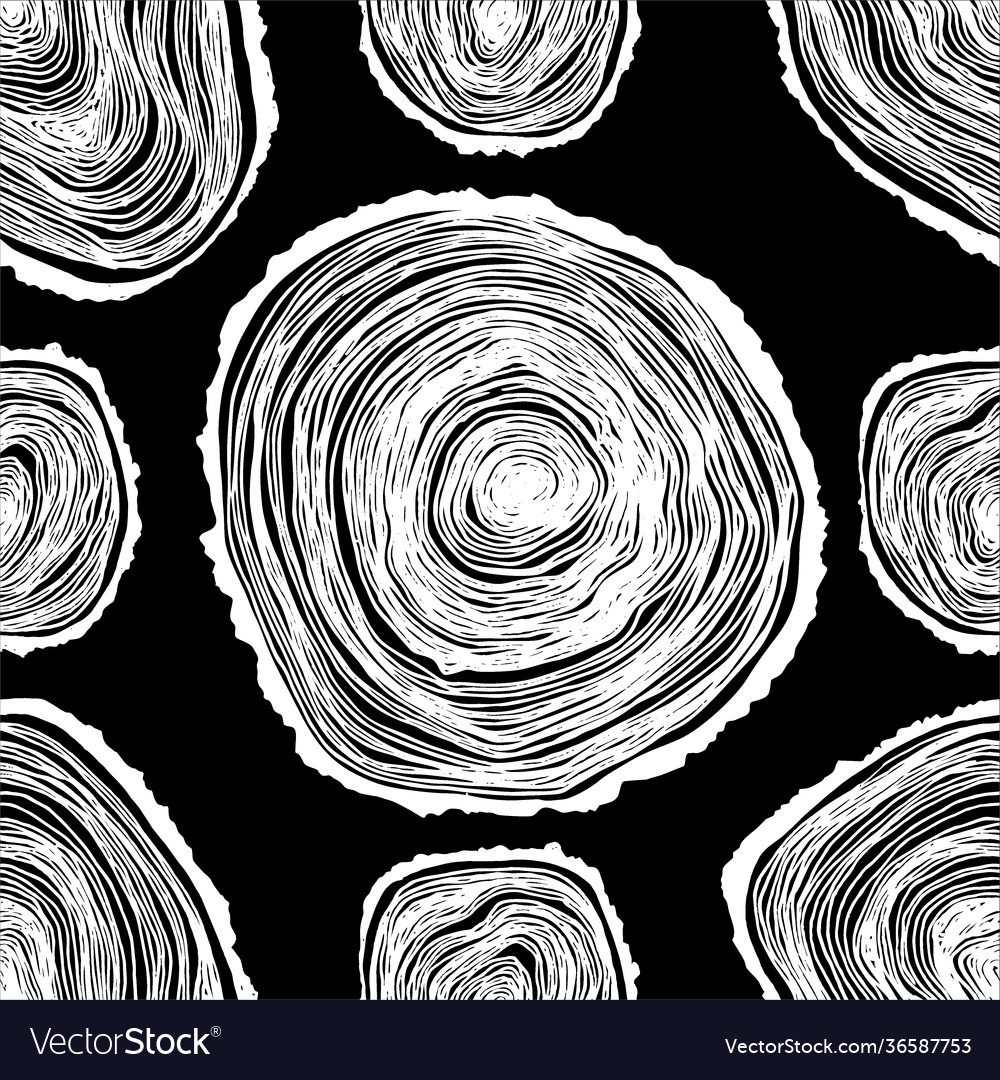 Cross-section a tree seamless pattern hand draw