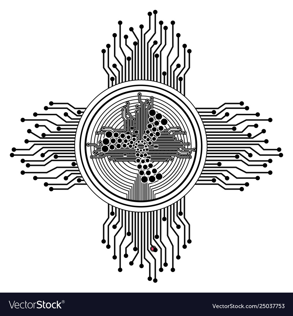 Cryptocurrency iota coin with circuit lines Vector Image Cryptocurrency iota coin with circuit lines