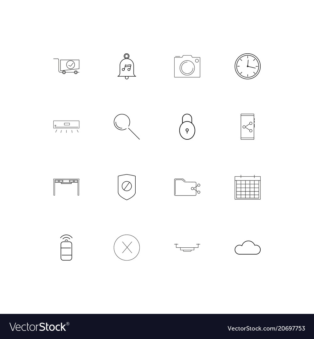 Devices simple linear icons set outlined