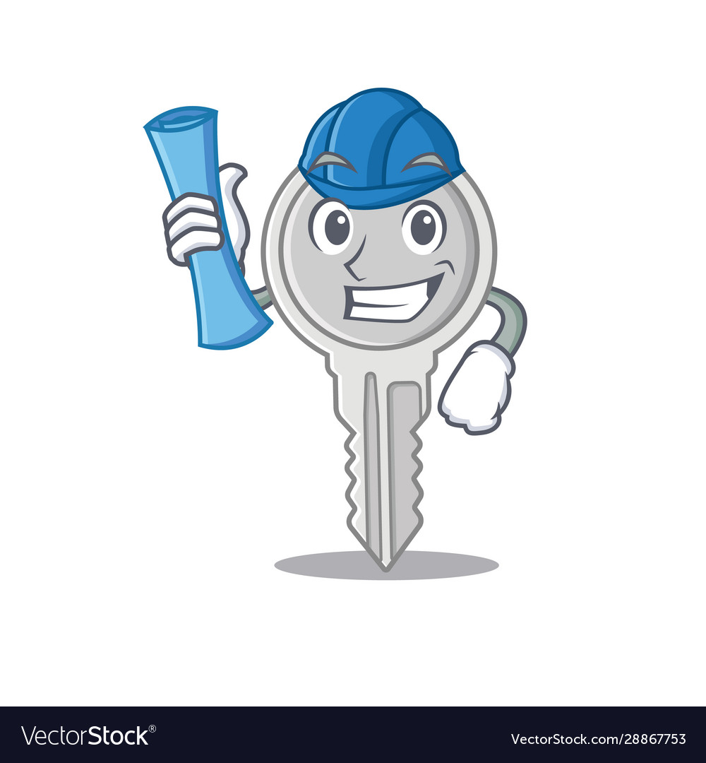 Elegant architect key having blue prints and blue Vector Image