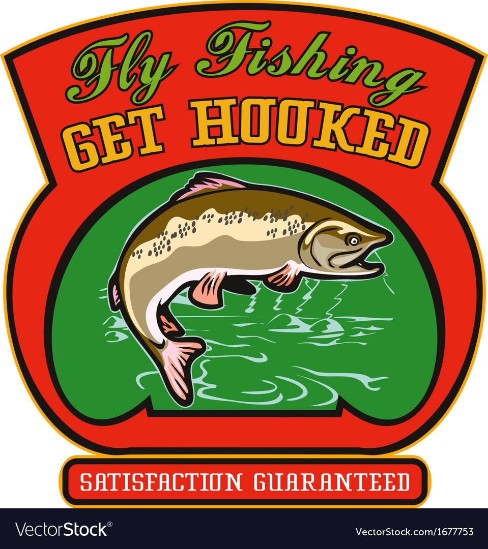 Fly fisherman catching trout wit Royalty Free Vector Image