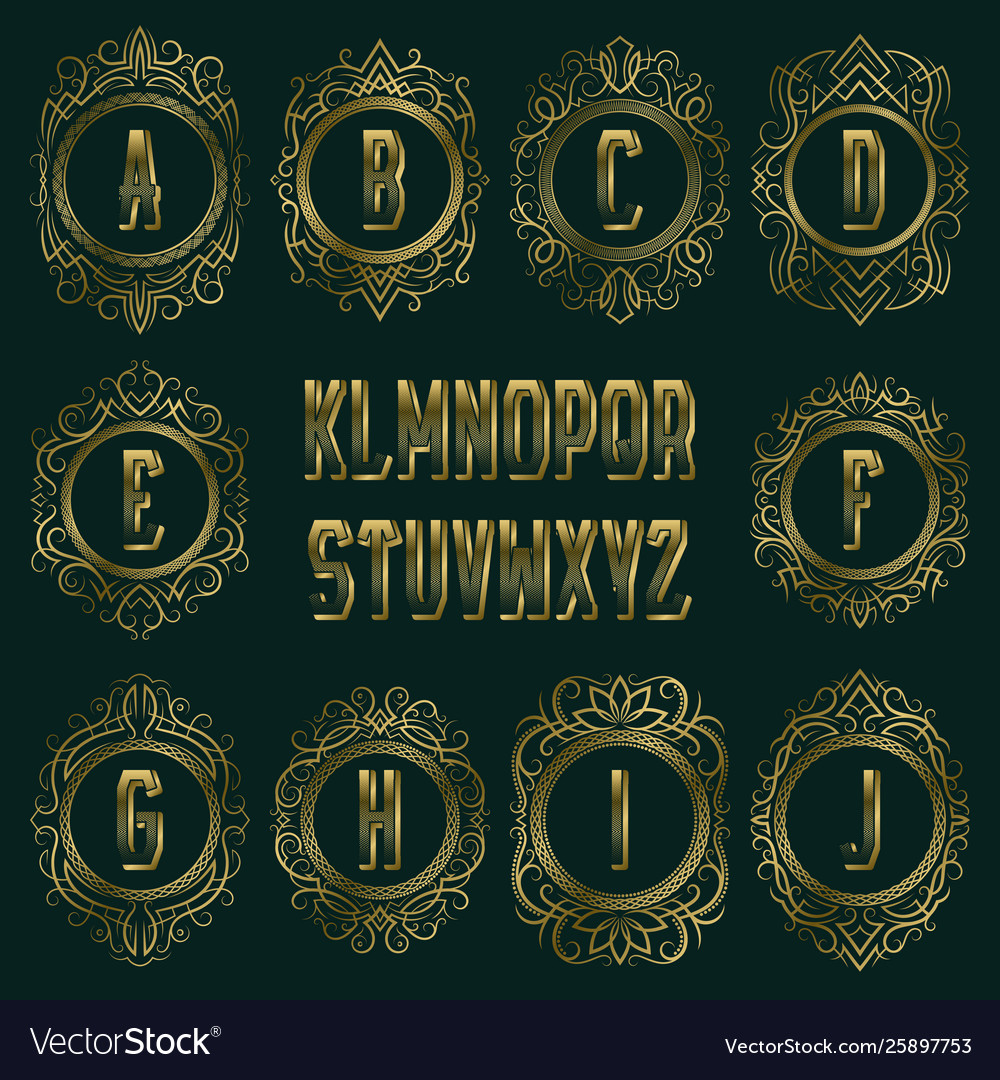 Golden Monogram Set - Circular Frames