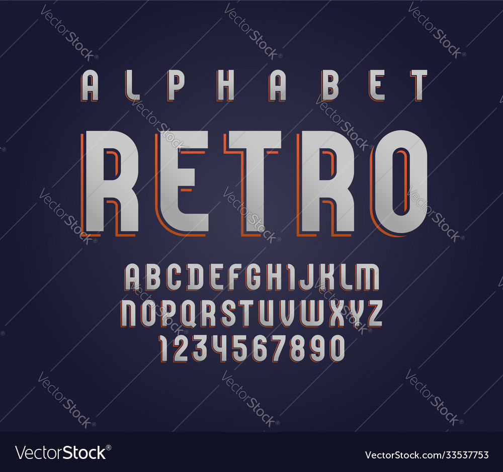 High font retro style old alphabet