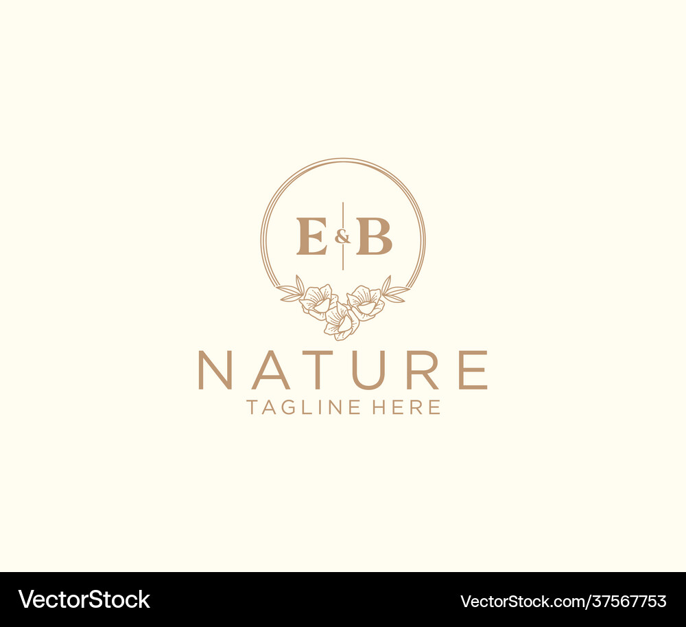 Initial letters floral frames botanical Royalty Free Vector