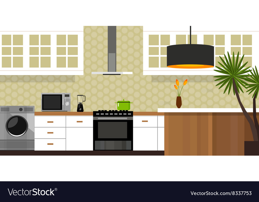 Kitchen interior furniture house Royalty Free Vector Image