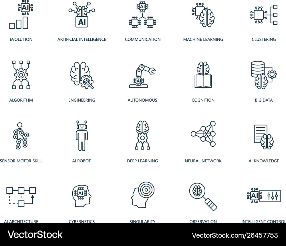 Neural network thin line icon creative simple Vector Image