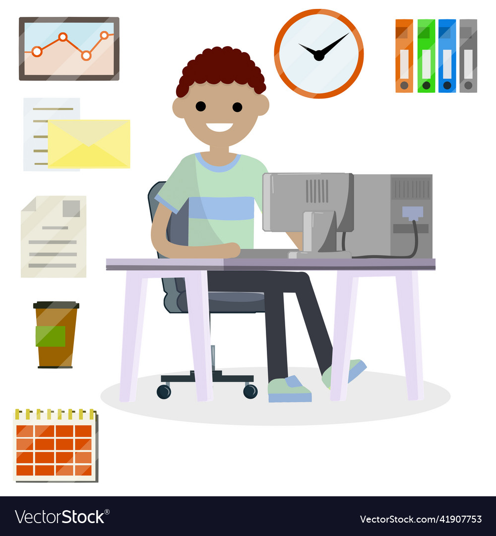 Programmer at work hobbies and internet Vector Image Programmer at work hobbies and internet