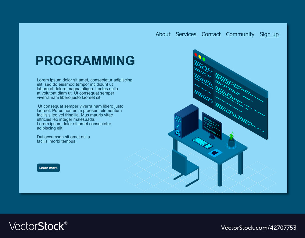 Programmierung oder Softwareentwicklung Webseite vector image Programmierung oder Softwareentwicklung Webseite