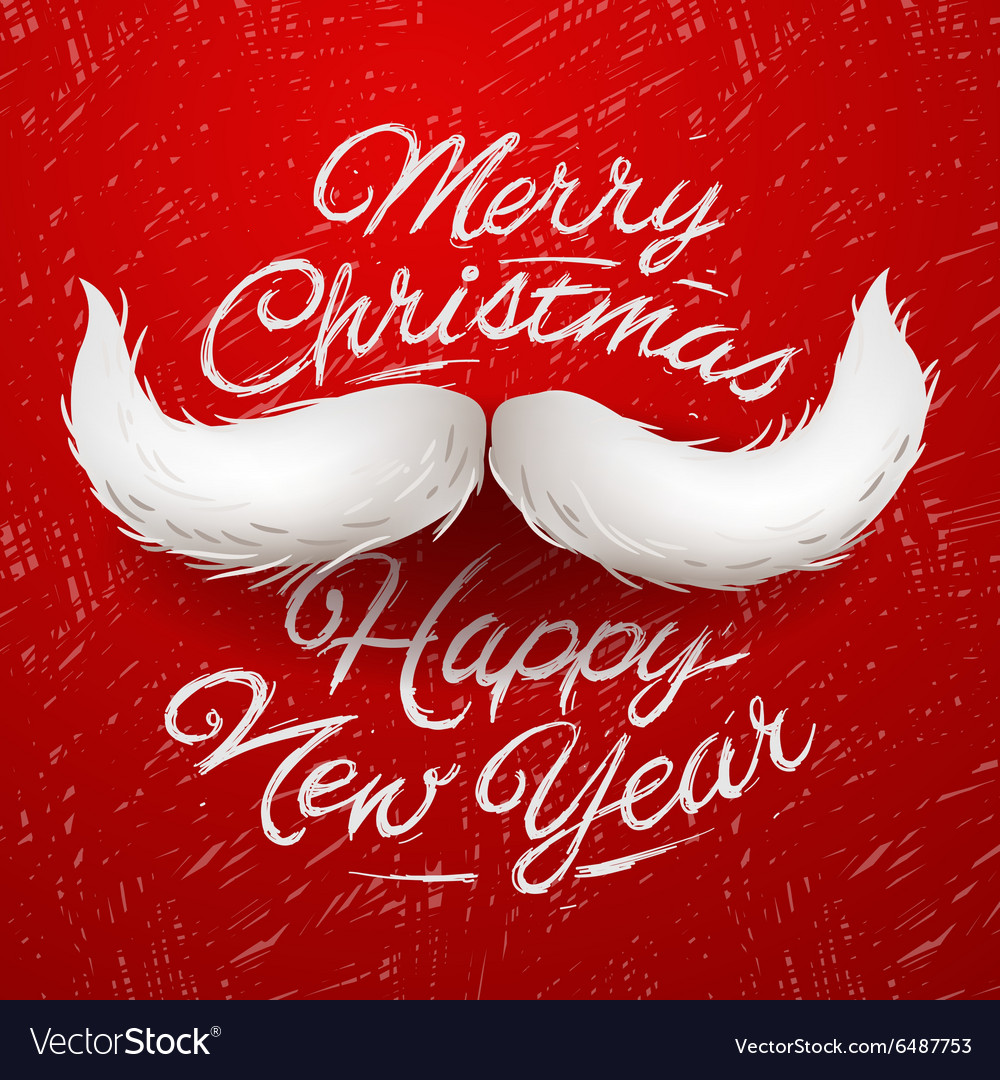 Santa moustache merry christmas card Royalty Free Vector