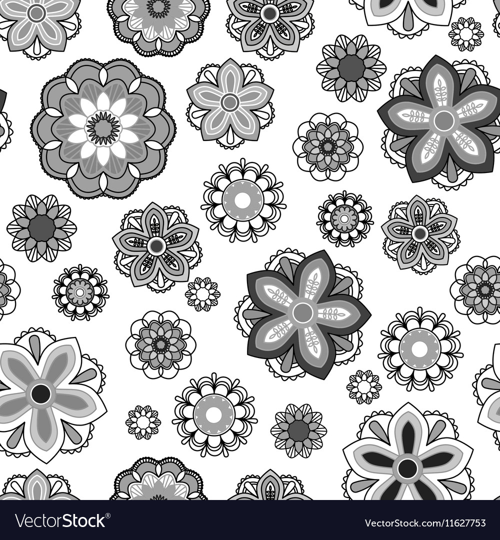 Seamless floral background isolated black