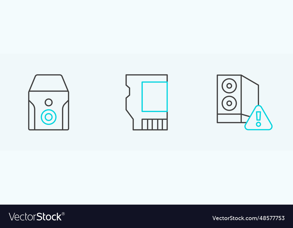 Set line case of computer uninterruptible power vector image Set line case of computer uninterruptible power