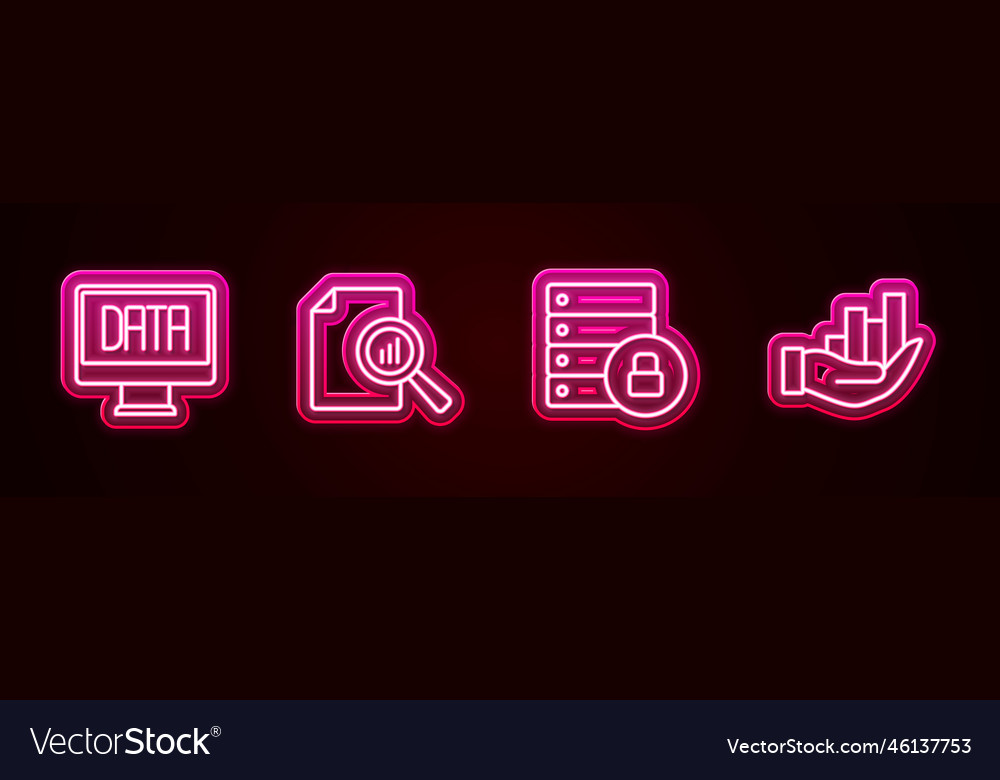 Set line data analysis document with graph chart vector image Set line data analysis document with graph chart