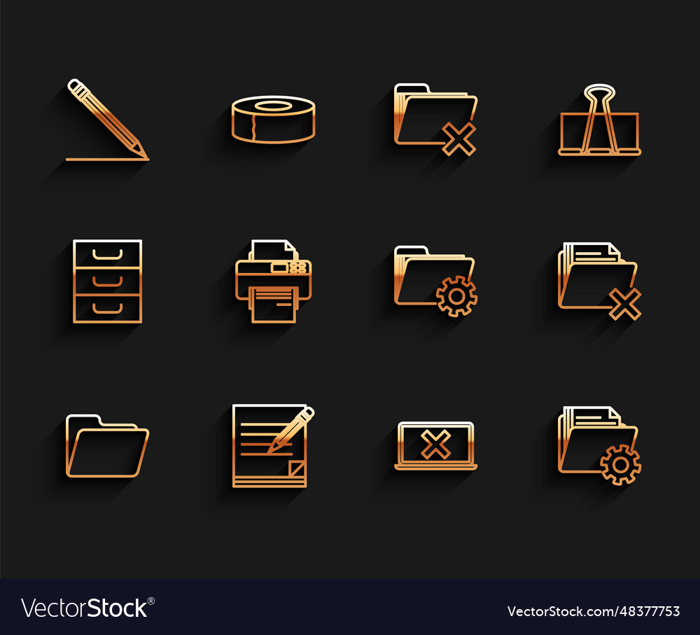 Set line document folder blank notebook vector image Set line document folder blank notebook