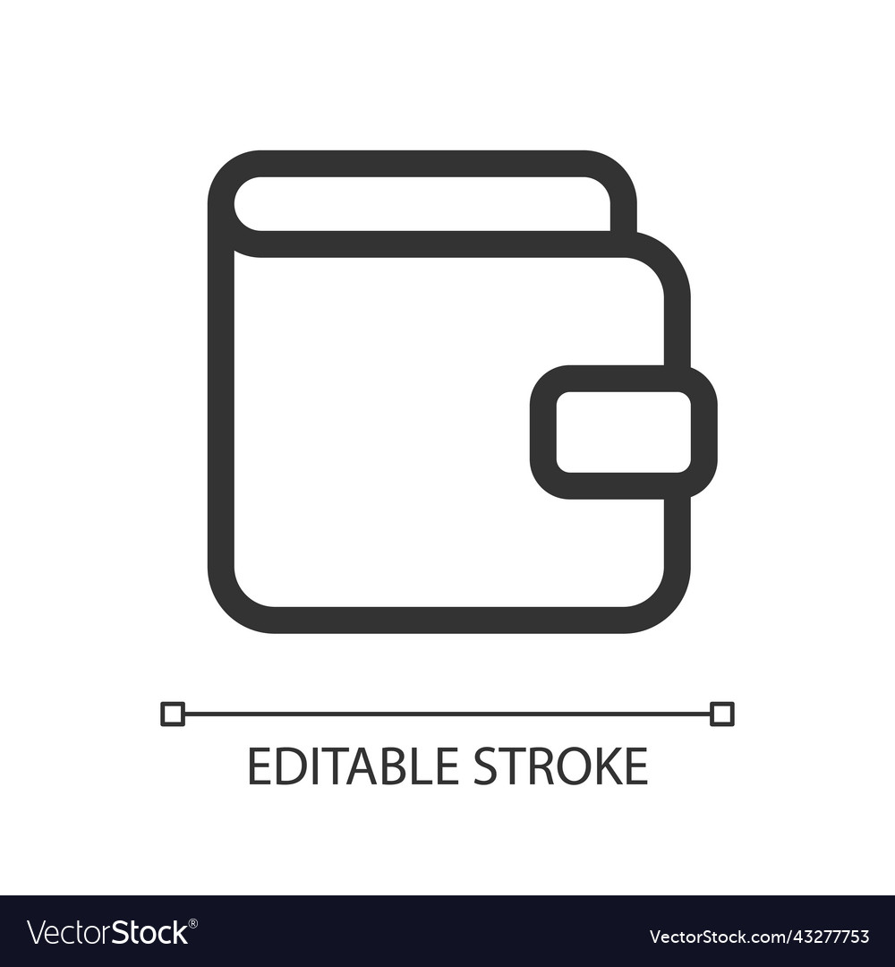 Wallet pixel perfect linear ui icon vector image Wallet pixel perfect linear ui icon