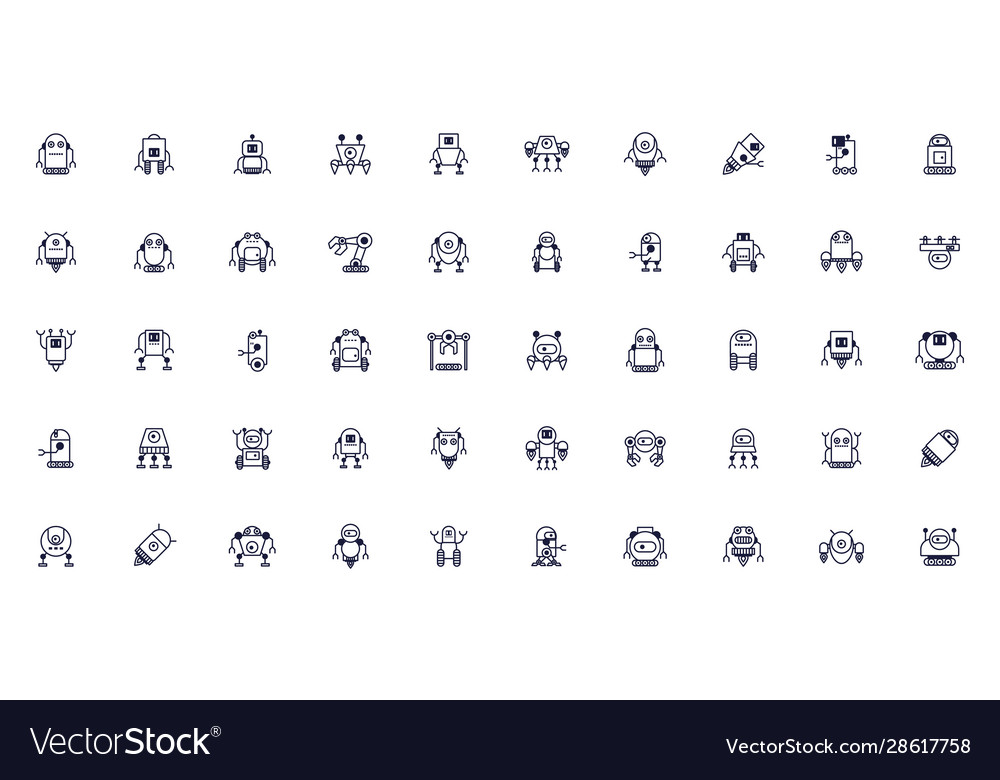 Bundle robots cyborg set icons Vector Image Bundle robots cyborg set icons