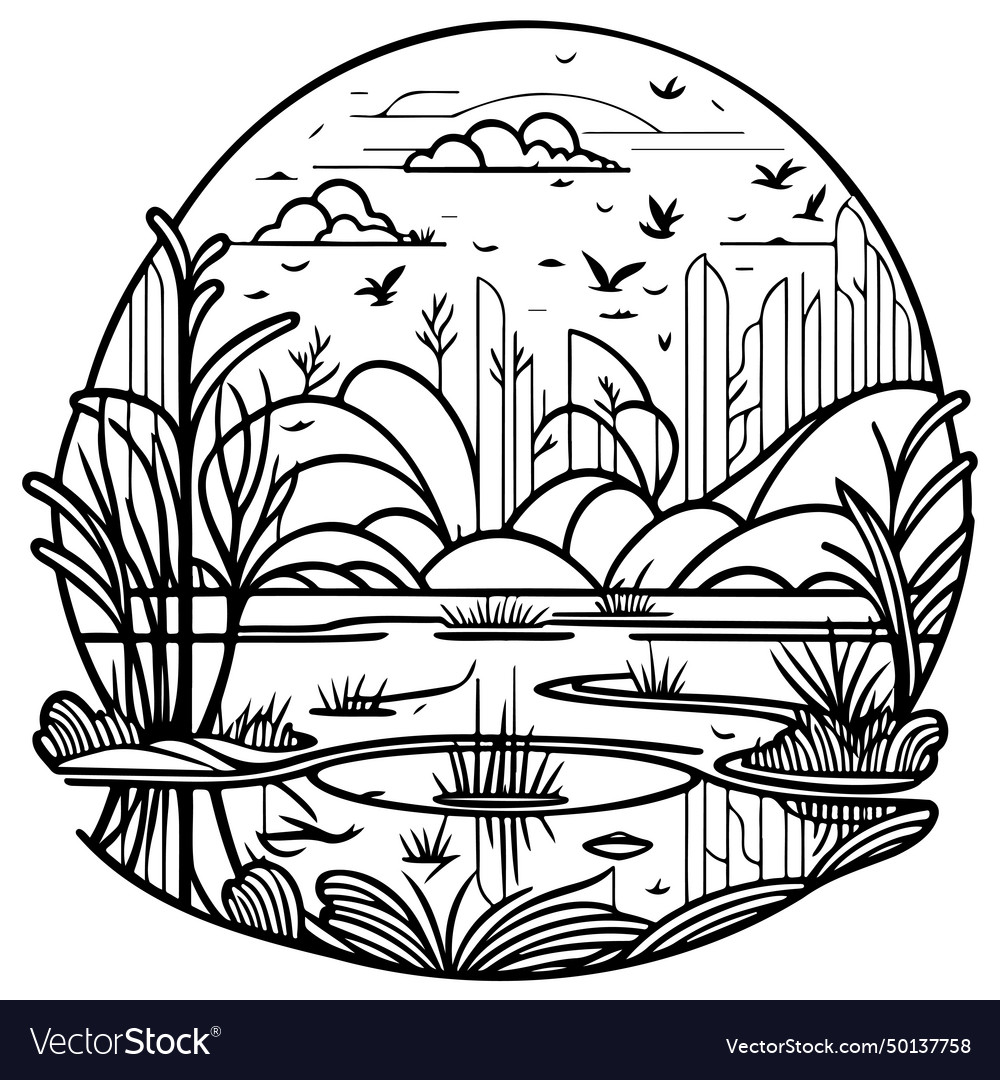 Doodle sketch art nouveau drawings park draw Vector Image