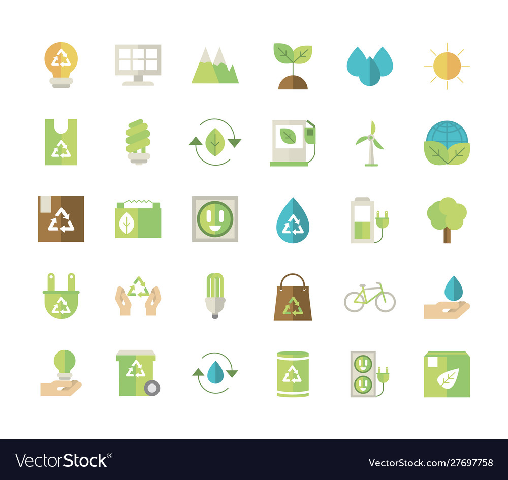 Ecological green energy icons collection Vector Image