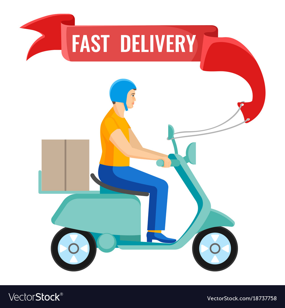 fast delivery man on moped on royalty free vector image