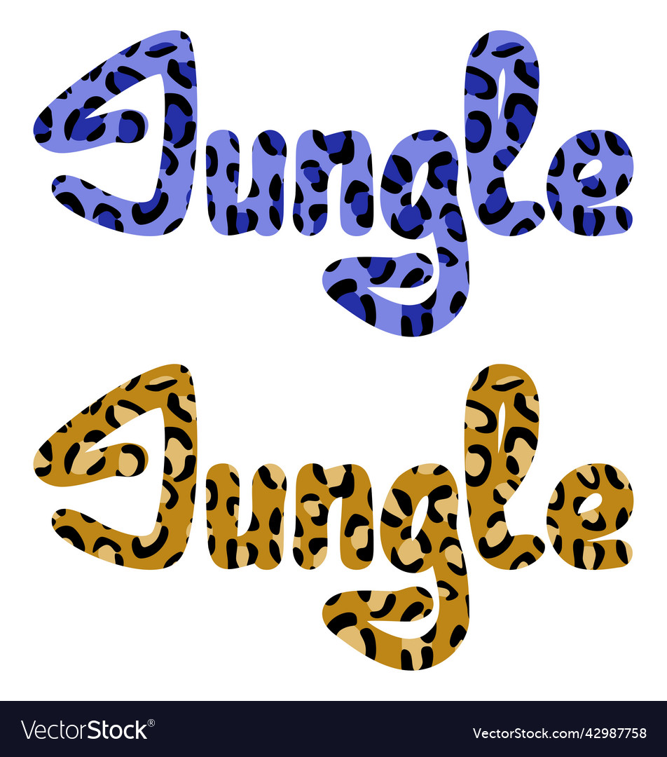 Jungle text two color variants with leopard
