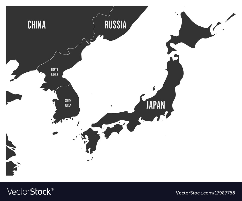 Political map of korean and japanese region south