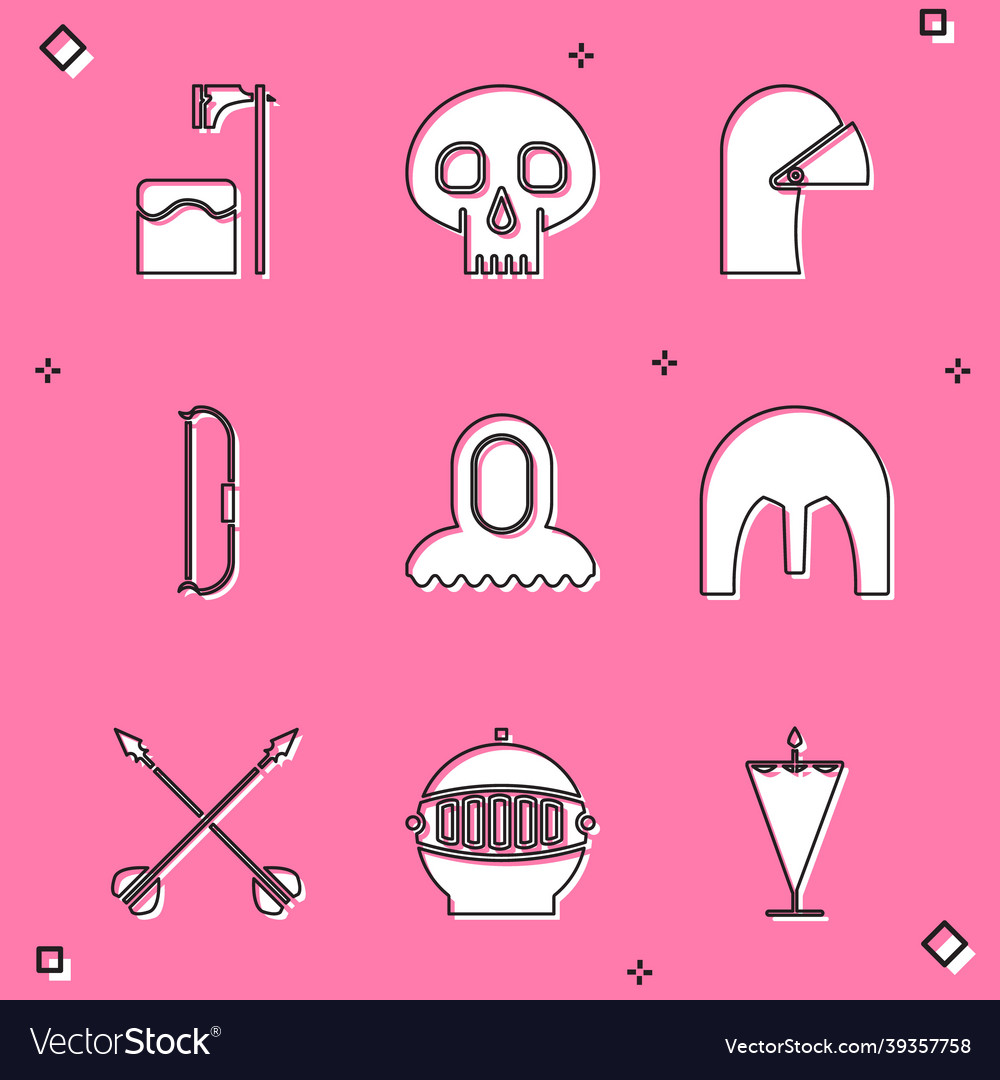 Set executioner axe in tree block skull medieval Vector Image Set executioner axe in tree block skull medieval