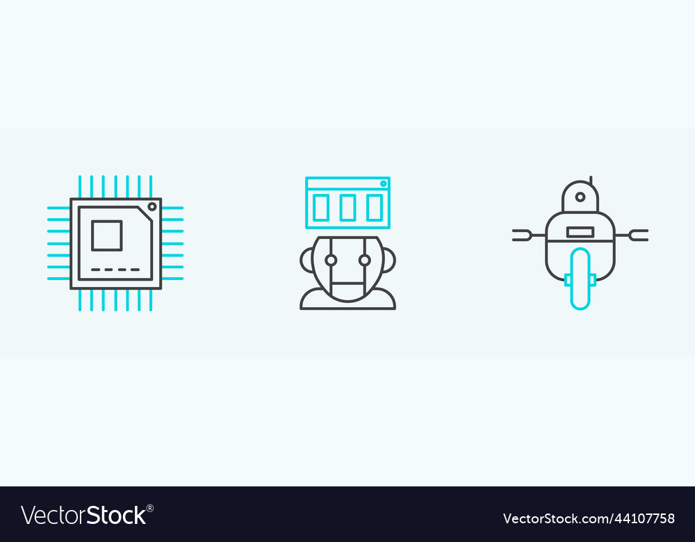 Set Line Roboterprozessor mit Mikroschaltungen cpu vector image Set Line Roboterprozessor mit Mikroschaltungen cpu