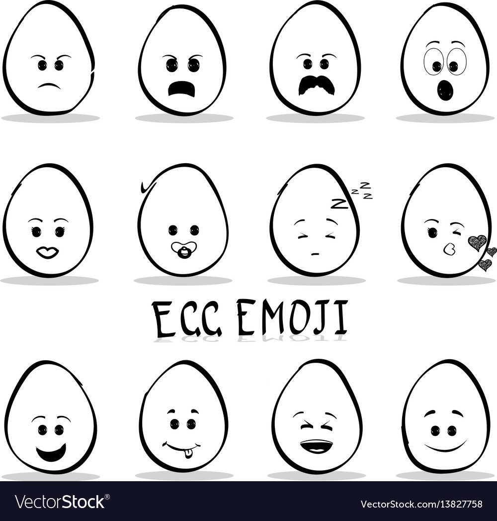 Set of egg emoji isolated on white background Vector Image