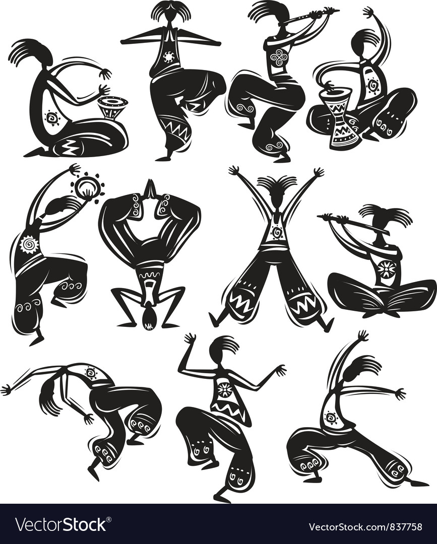 Set With Dancing Figures Royalty Free Vector Image