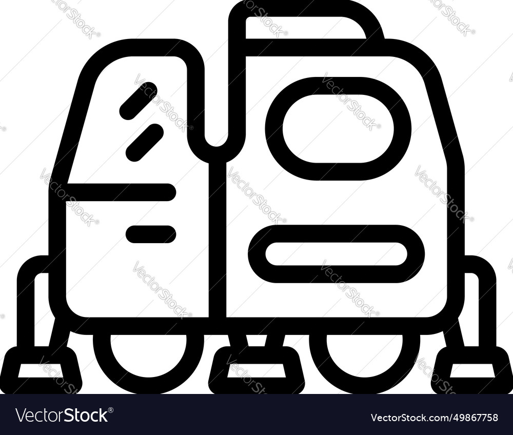 Sweeper truck icon outline city street Royalty Free Vector