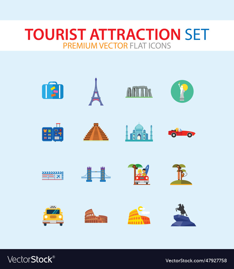 Touristenattraktion Icons Set