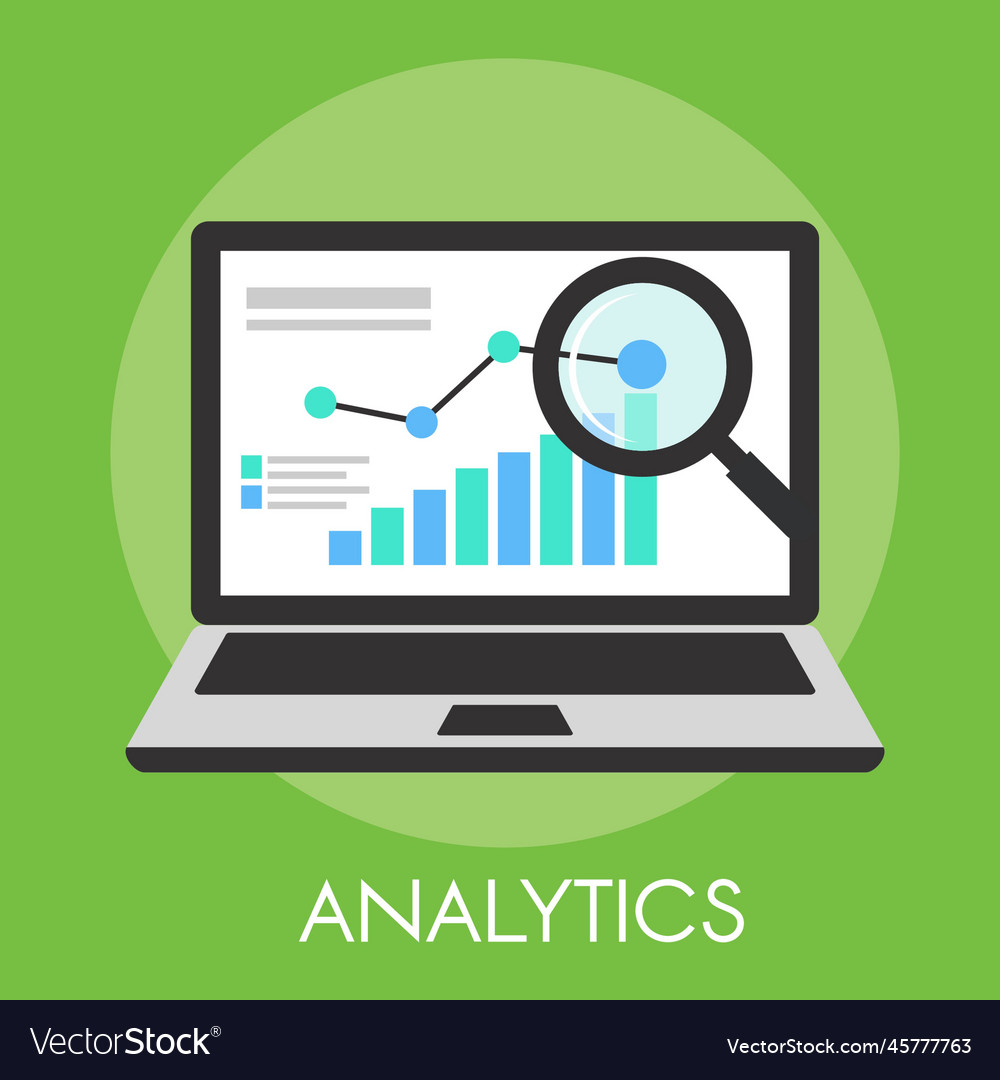 Analytic business with magnifying and graph symbol vector image Analytic business with magnifying and graph symbol