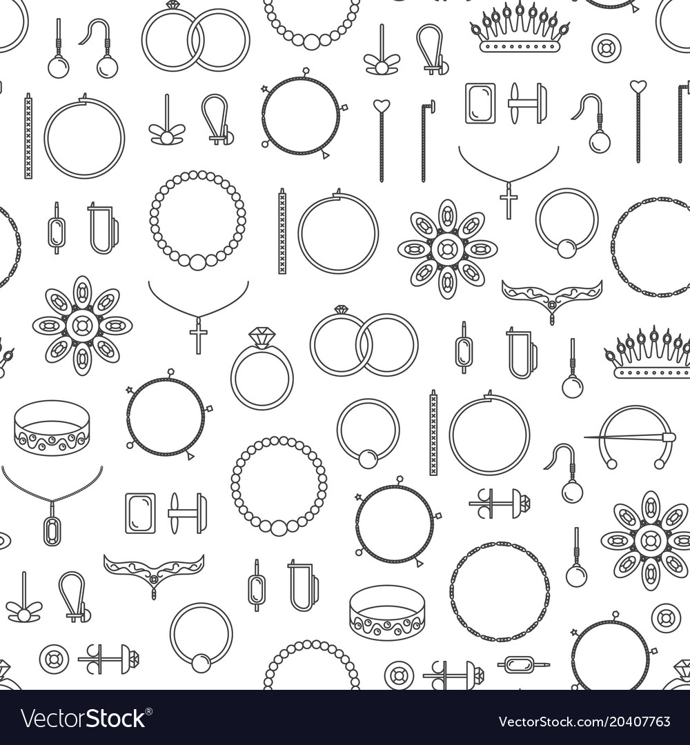 Black Jewelry Line Art Pattern