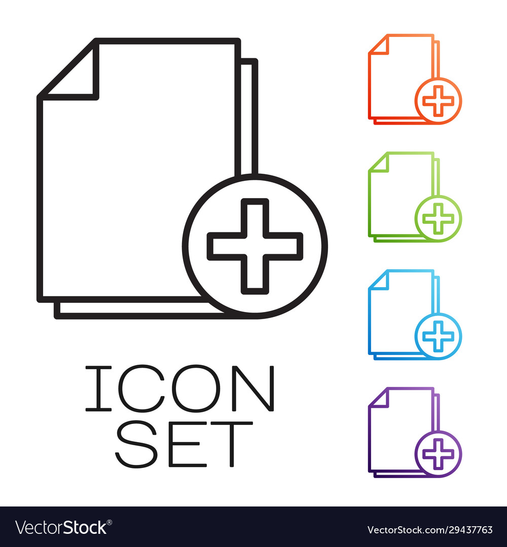 Black line add new file icon isolated on white vector image Black line add new file icon isolated on white