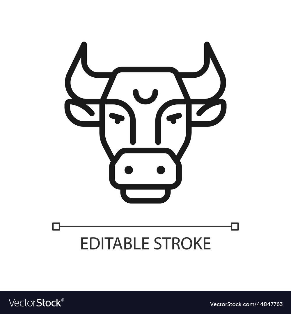 Bull head pixel perfect linear icon Royalty Free Vector