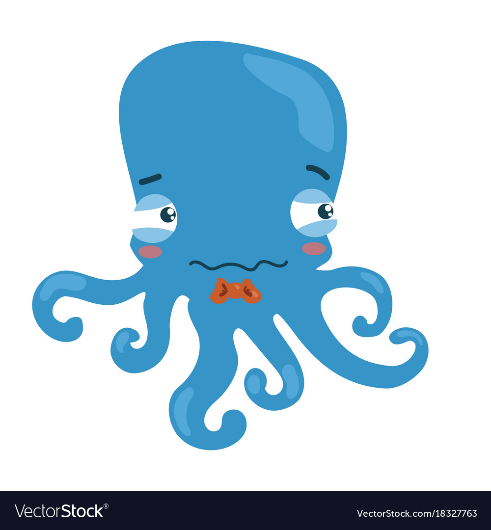 Cartoon octopus a little sad Royalty Free Vector Image