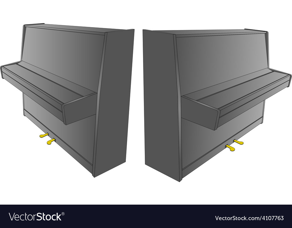 Closed piano drawing with pedals
