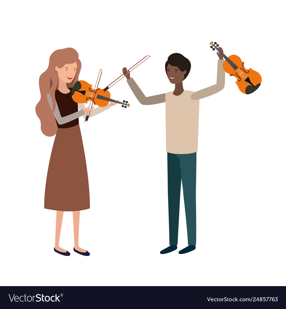 Couple with musical instruments avatar character Vector Image