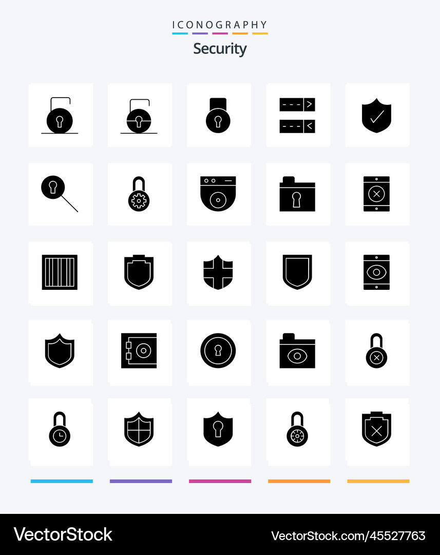 Creative security 25 glyph solid black icon pack Vector Image