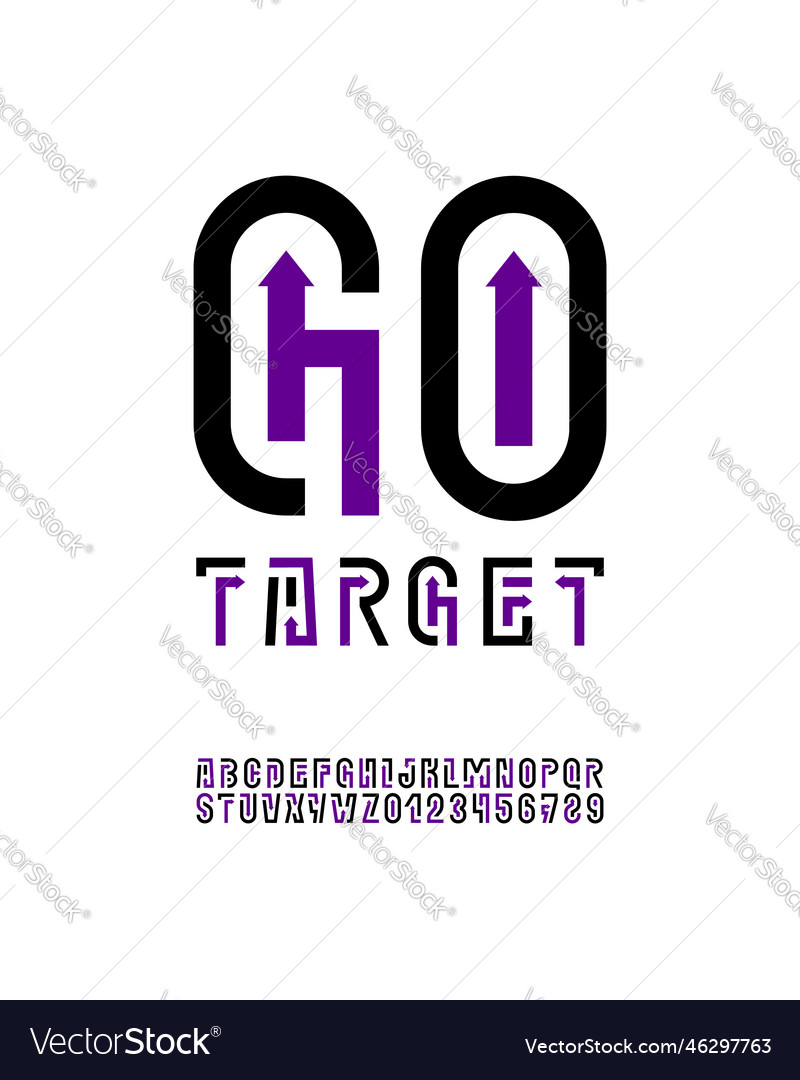 Digital font arrows alphabet from segment line